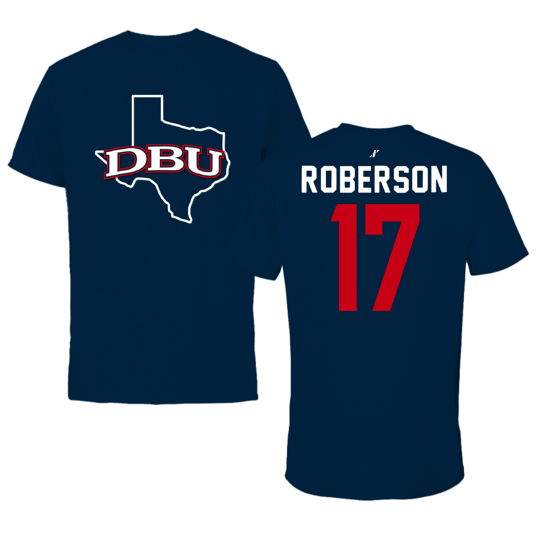 Dallas Baptist University Soccer Navy State Tee - #17 Haley Roberson