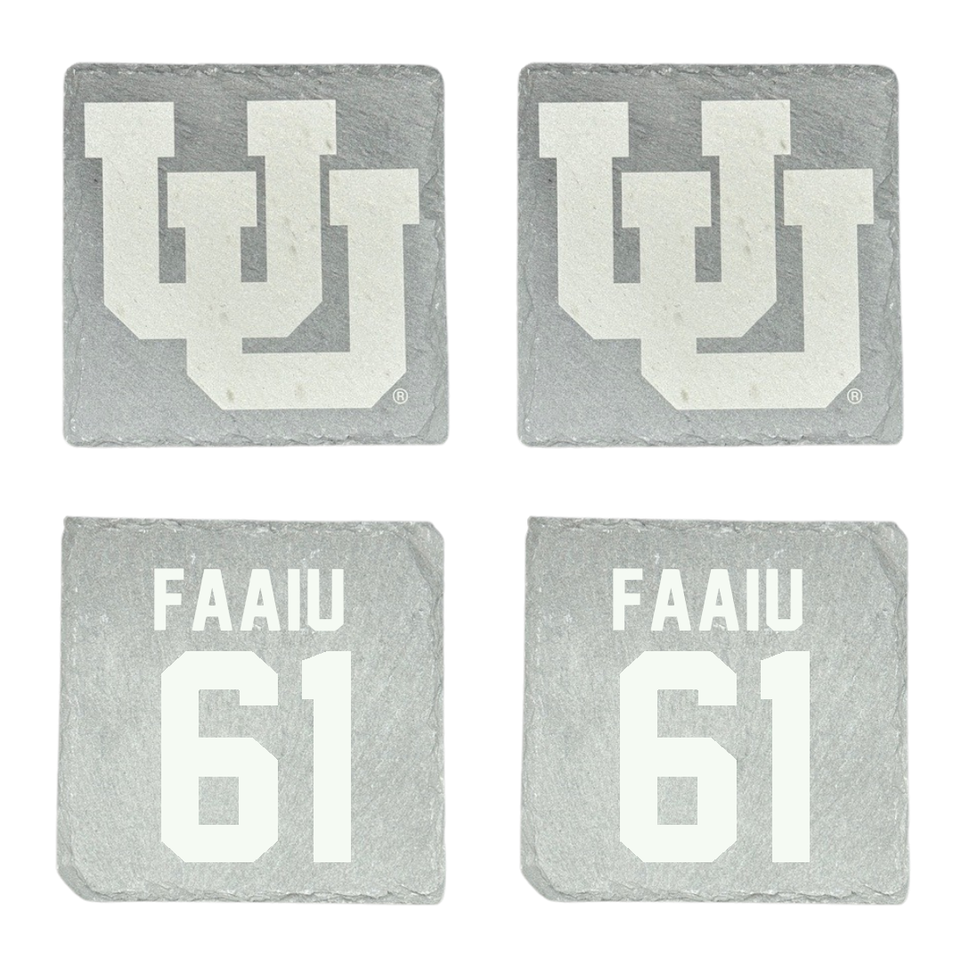 University of Utah Football Stone Coaster (4 Pack)  - #61 Kolinu'u Faaiu