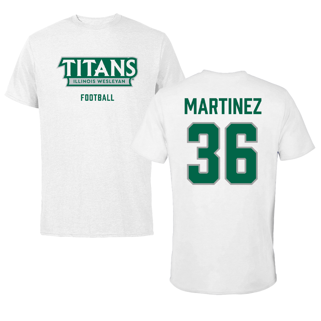 Illinois Wesleyan University Football White Mascot Performance Tee - #36 Yahir Martinez