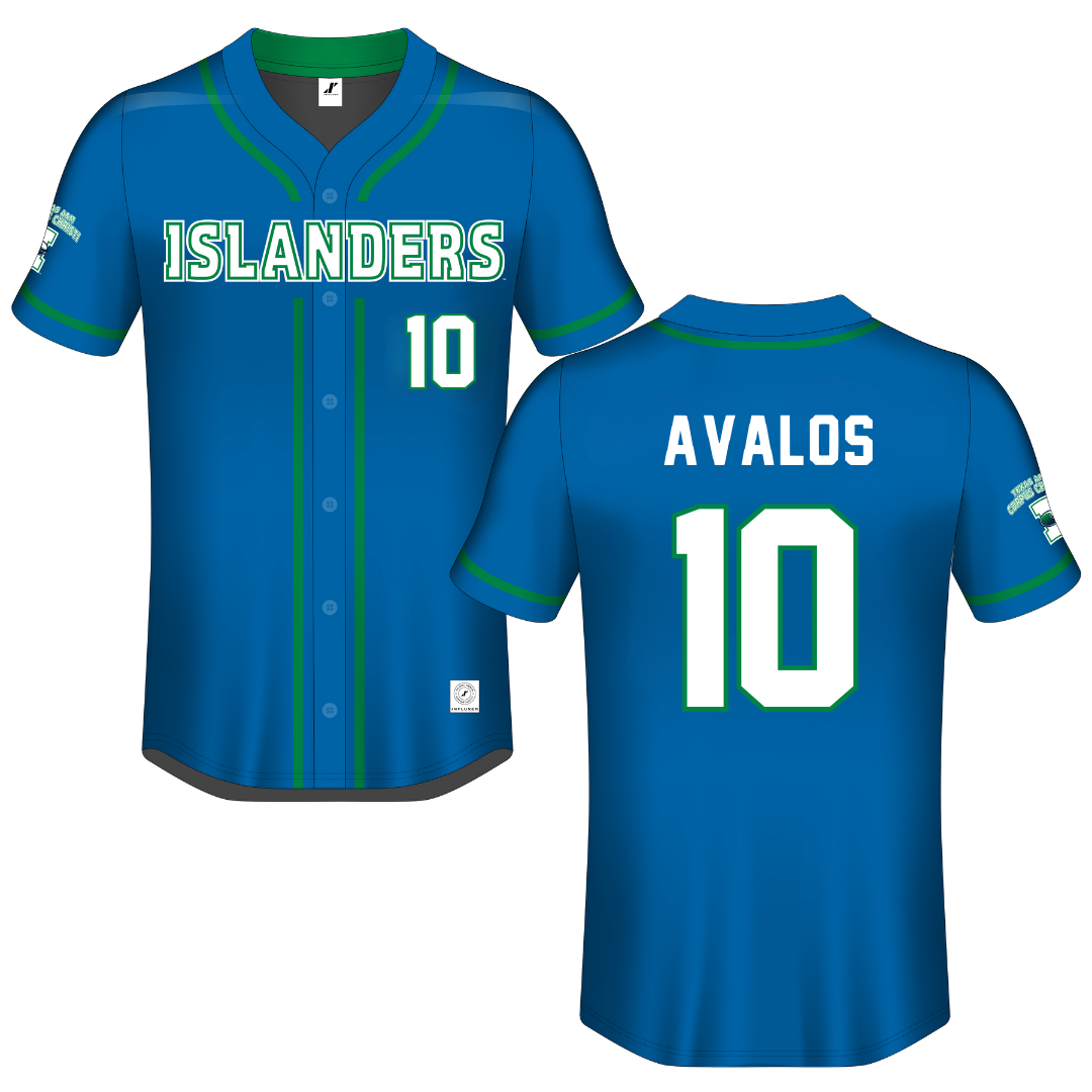 Texas A&M University-Corpus Christi Blue Button-Down Jersey - #10 Rhea-Ann Avalos