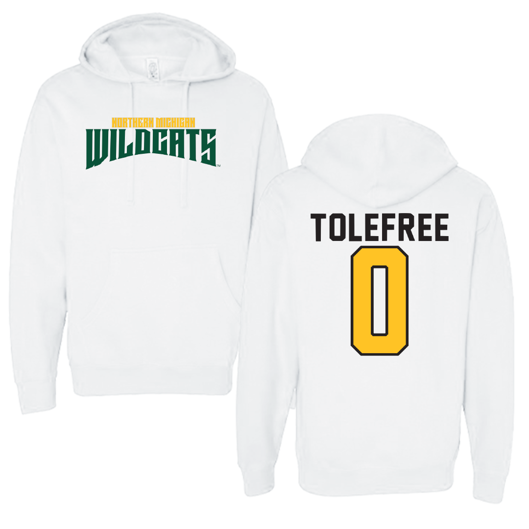 Northern Michigan University Basketball White Classic Hoodie - #0 Najashi Tolefree