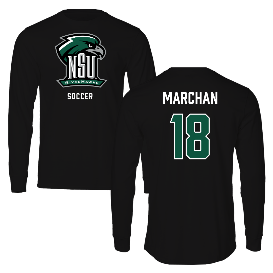 Northeastern State University Soccer Black Performance Long Sleeve - #18 Edson Marchan