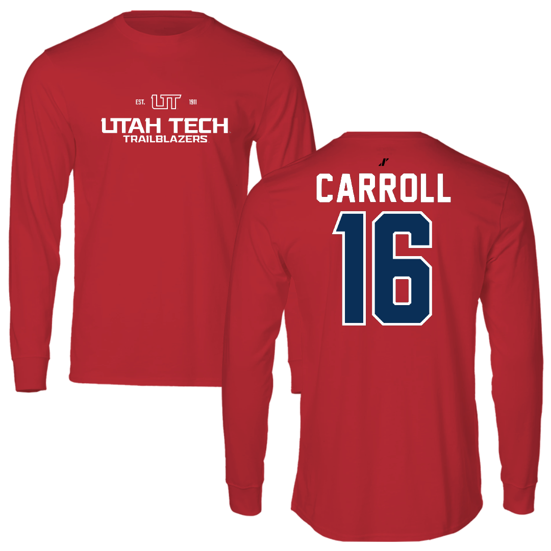 Utah Tech University Baseball Red General Performance Long Sleeve - #16 Jace Carroll