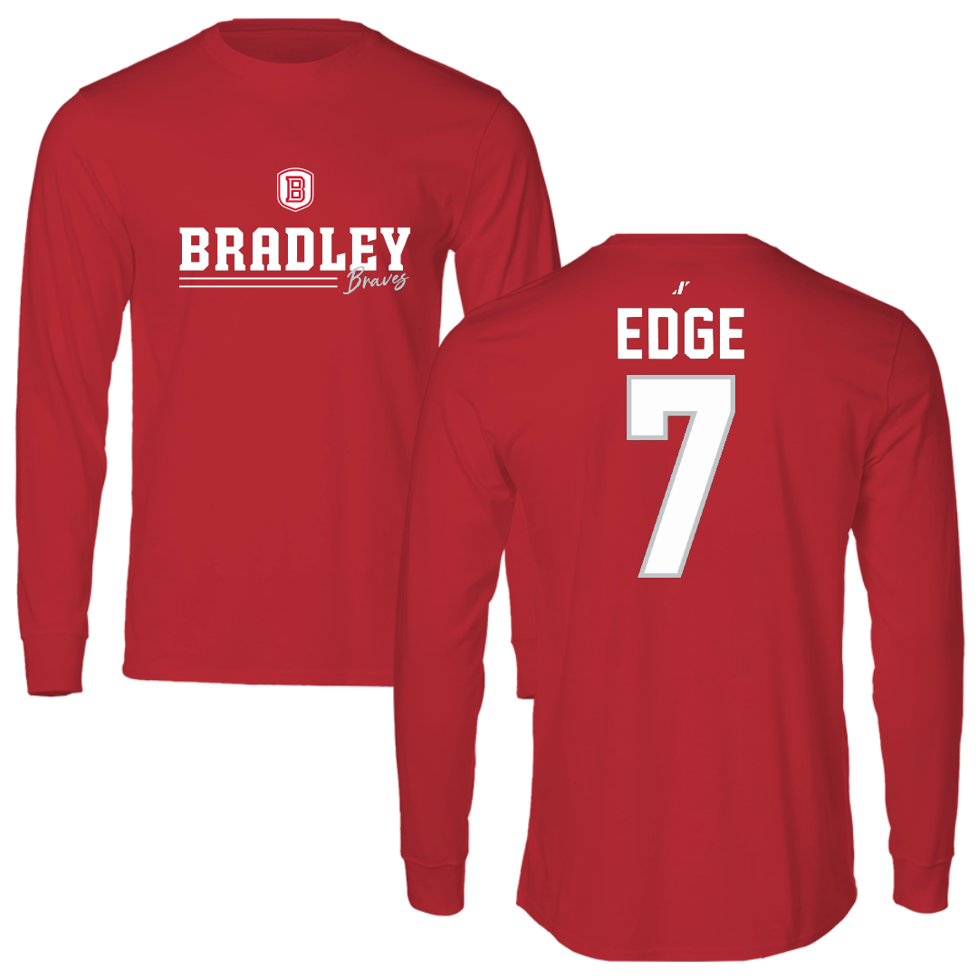 Bradley University Baseball Red General Long Sleeve - #7 Anthony Edge