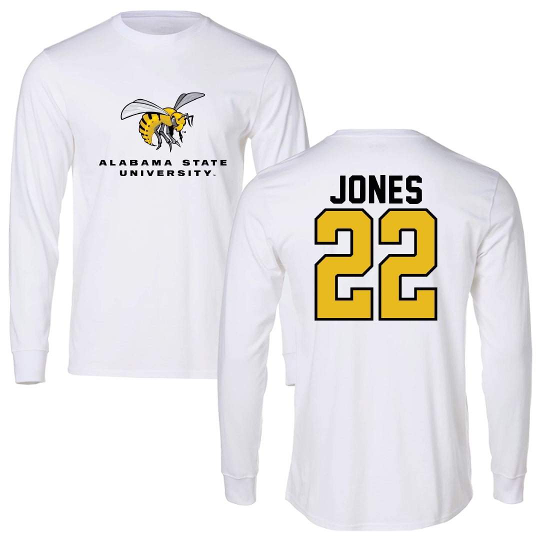 Alabama State University Soccer White Block Long Sleeve - #22 Summer Jones