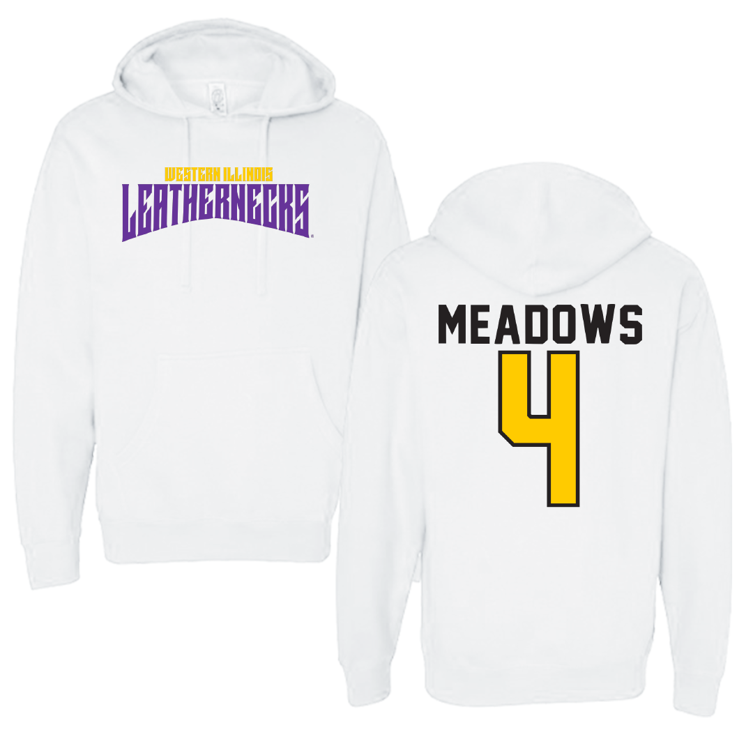 Western Illinois University Basketball White Classic Hoodie - #4 Allie Meadows