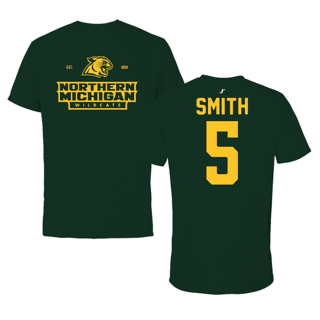 Northern Michigan University Basketball Forest Green General Tee - #5 Carson Smith