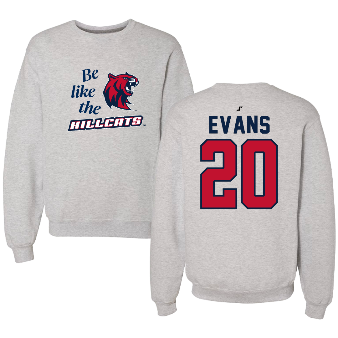 Rogers State University Softball Light Gray Be Like Us Crewneck - #20 Savannah Evans