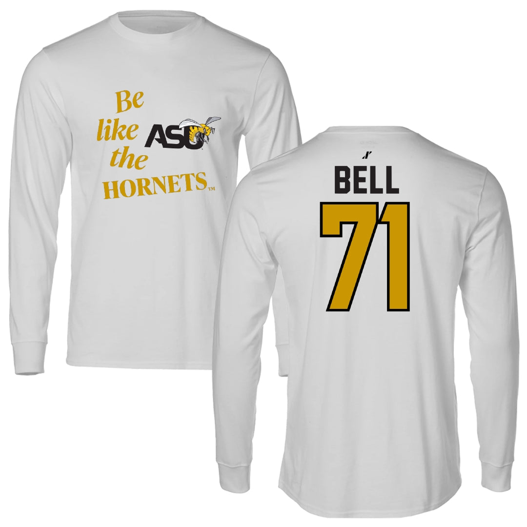 Alabama State University Football Light Gray Be Like Us Performance Long Sleeve - #71 Kriston Bell