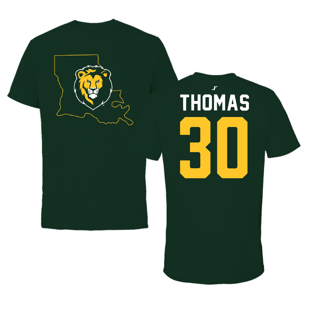 Southeastern Louisiana University Baseball Forest Green State Tee - #30 Shea Thomas