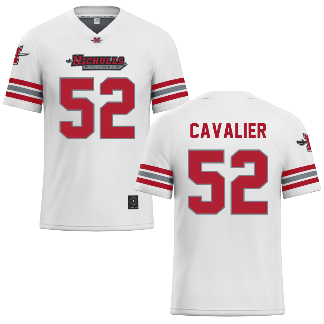 Nicholls State University White Football Jersey - #52 Andrew Cavalier