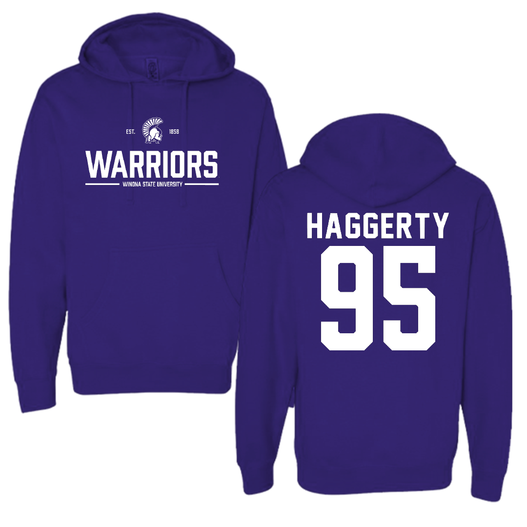 Winona State University Football Purple General Hoodie - #95 Conner Haggerty