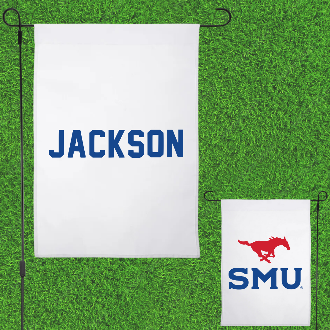 Southern Methodist University TF and XC White Garden Flag - Maykayla Jackson