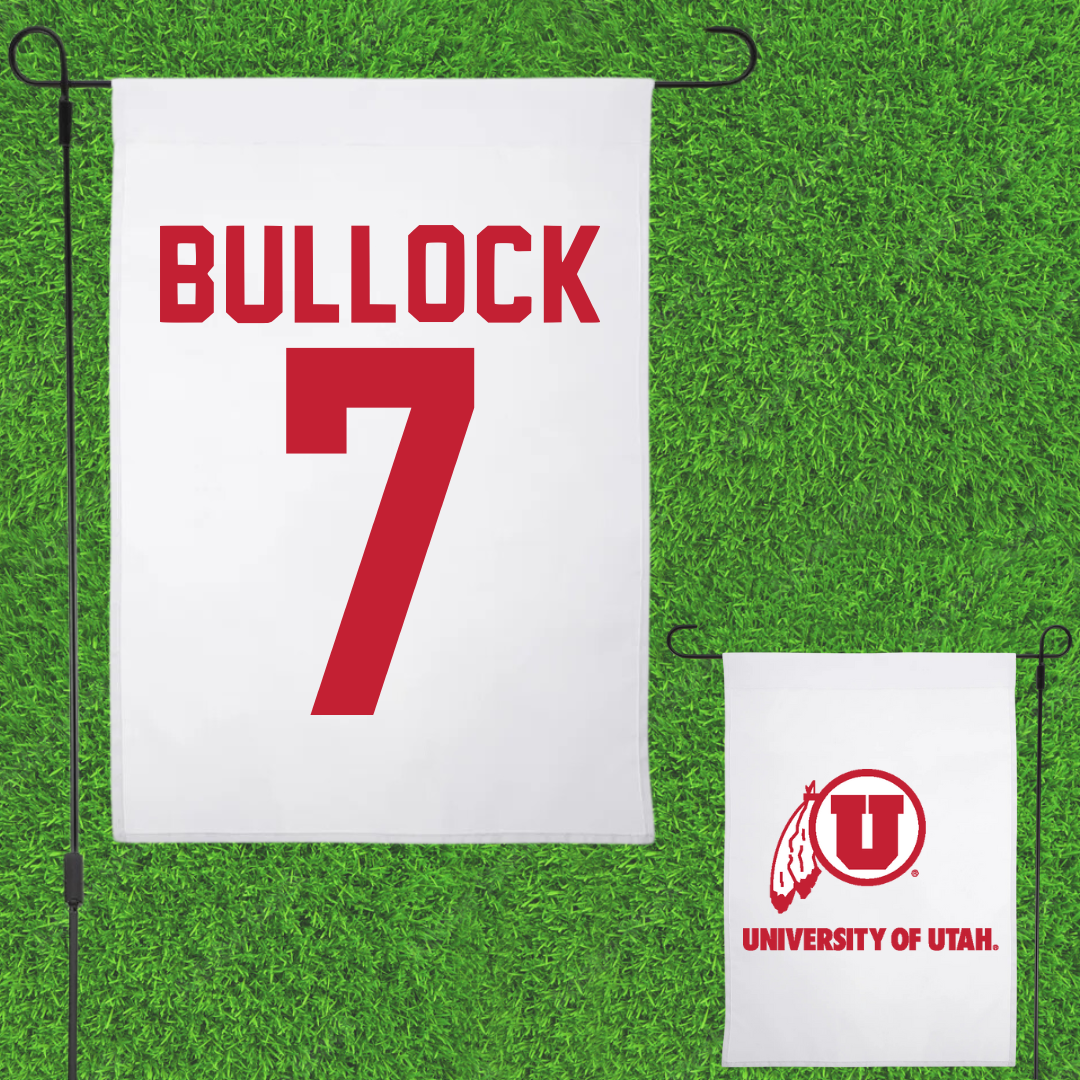 University of Utah Soccer White Garden Flag - #7 Kelly Bullock