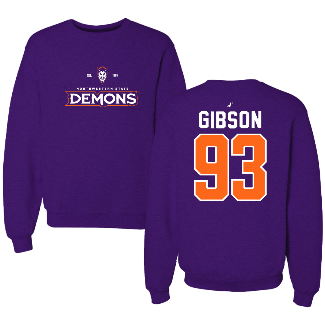Northwestern State University Football Purple General Crewneck - #93 Ray Gibson