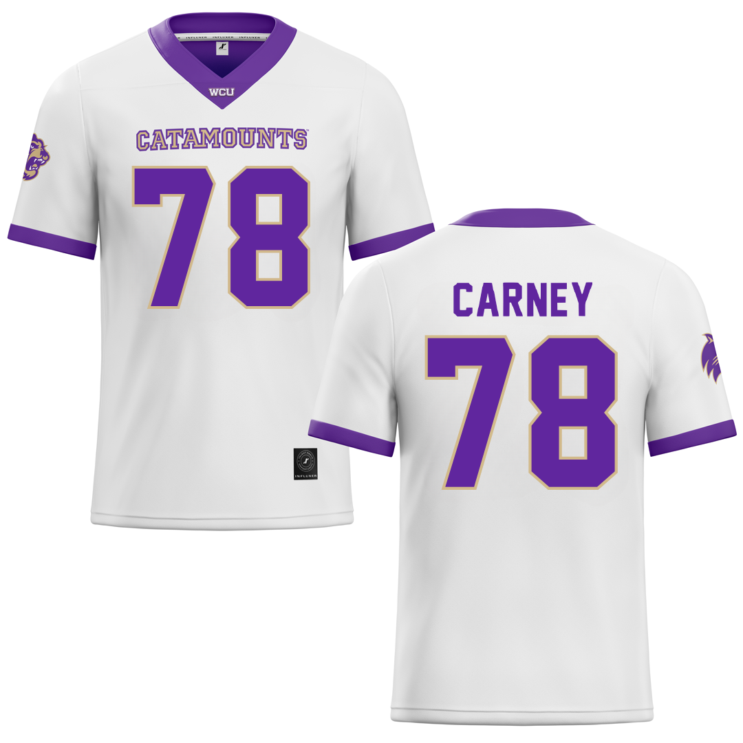Western Carolina University White Football Jersey - #78 Evan Carney