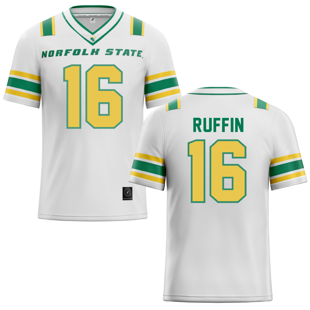 Norfolk State University White Football Jersey - #16 Christian Ruffin