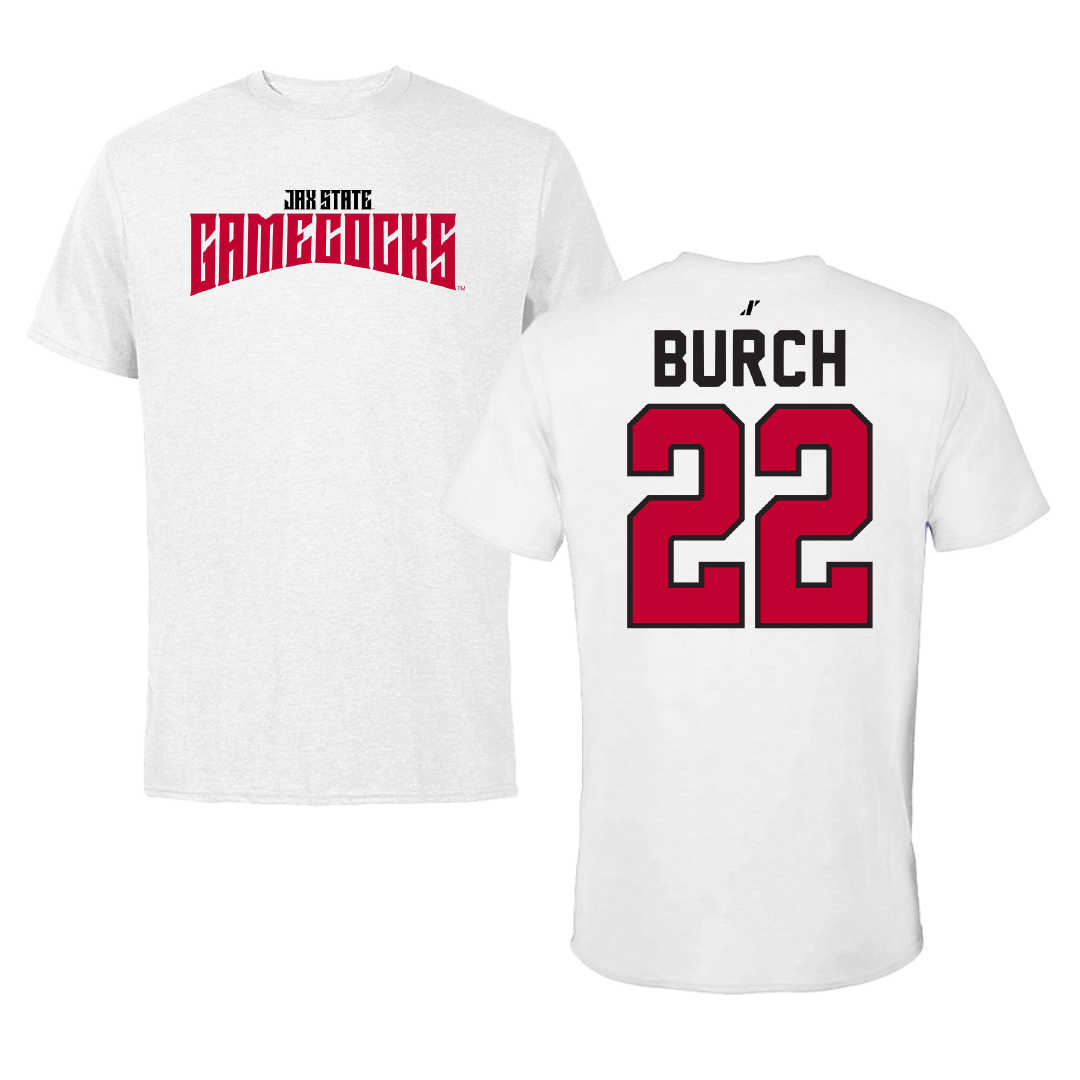 Jacksonville State University Soccer White Classics Performance Tee - #22 Reese Burch