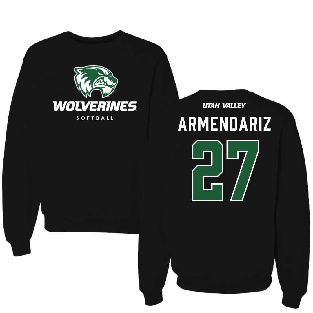 Utah Valley University Softball Black Mascot Crewneck - #27 Payge Armendariz