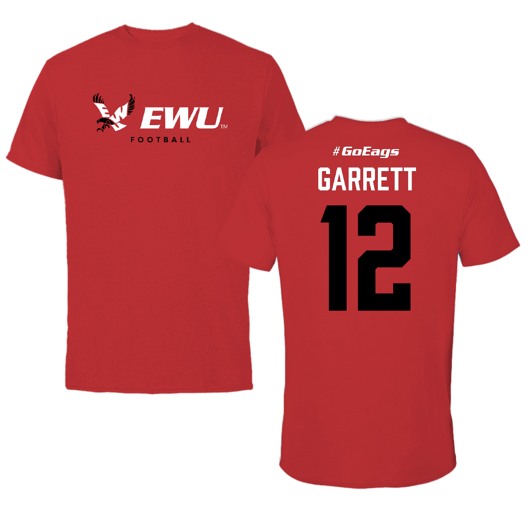 Eastern Washington University Football Red Block Performance Tee - #12 Wesley Garrett