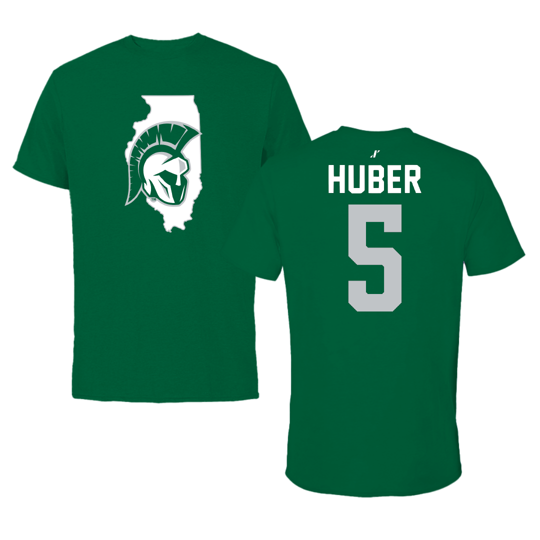 Illinois Wesleyan University Basketball Green State Performance Tee - #5 Lauren Huber
