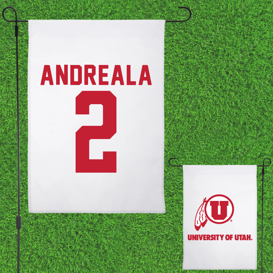 University of Utah Lacrosse White Garden Flag - #2 Jared Andreala