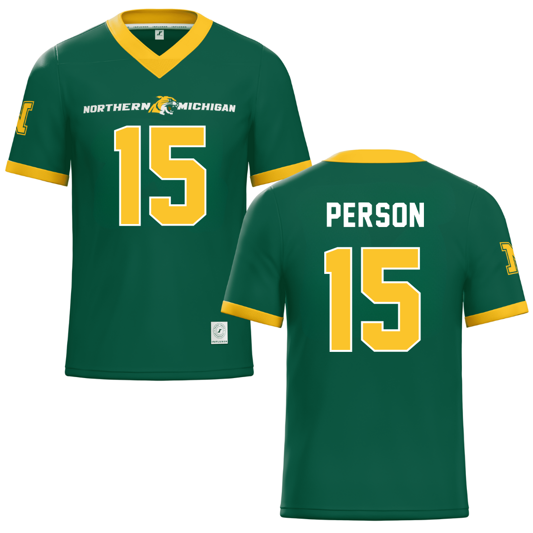Northern Michigan University Green Football Jersey - #15 Zach Person