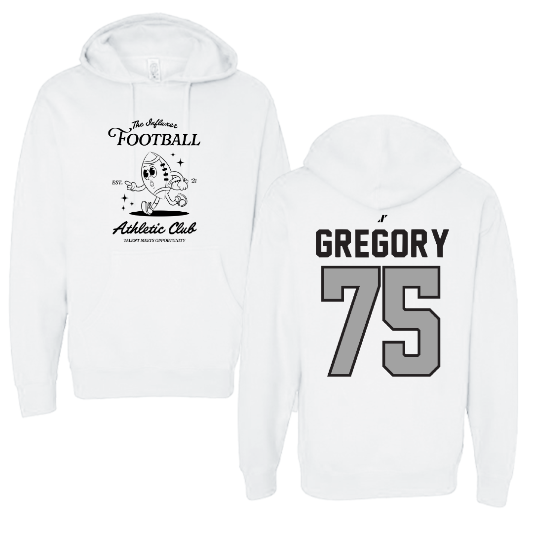 Football White Influxer Athletic Club Hoodie - #75 Evan Gregory