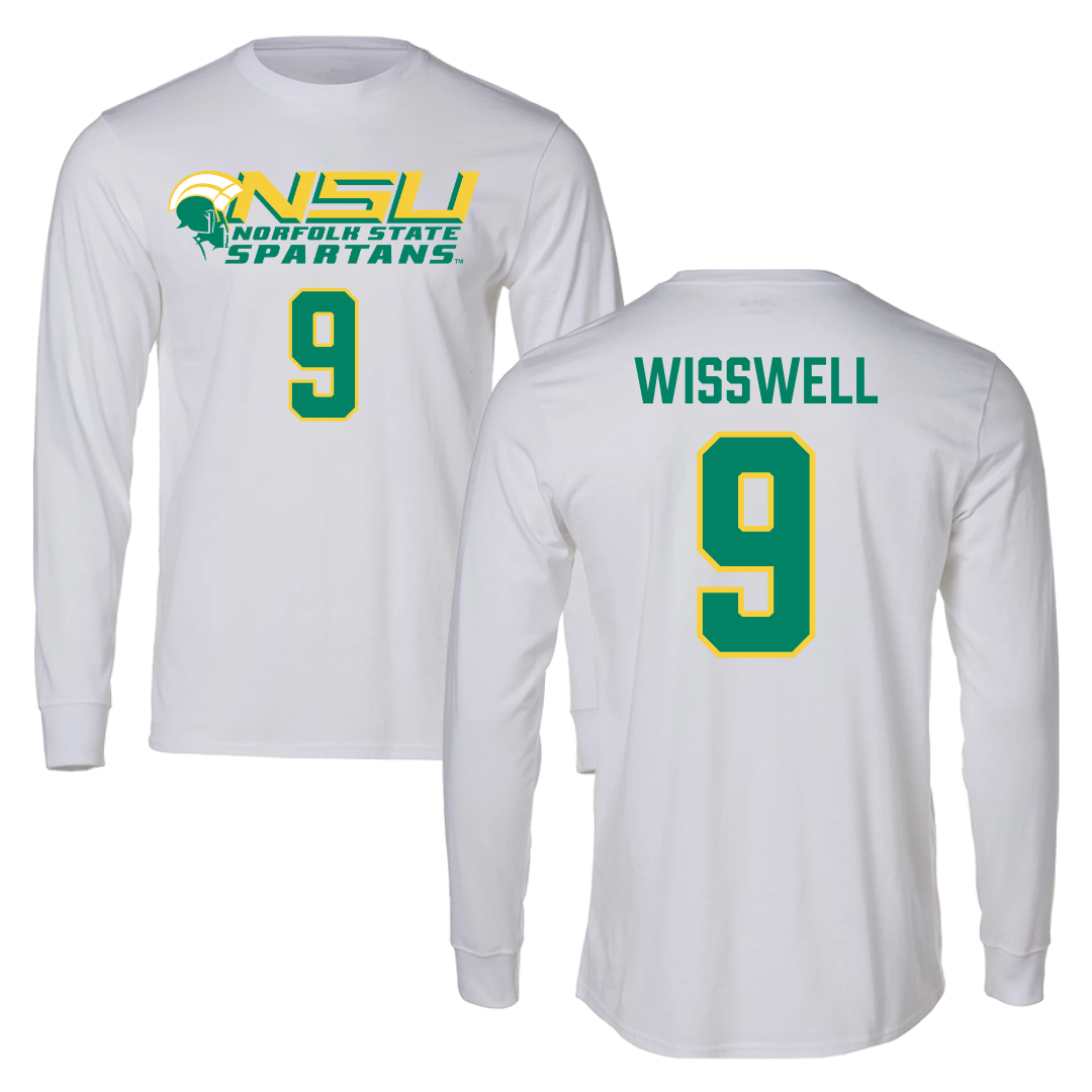 Norfolk State University Softball White Long Sleeve - #9 Leah Wisswell