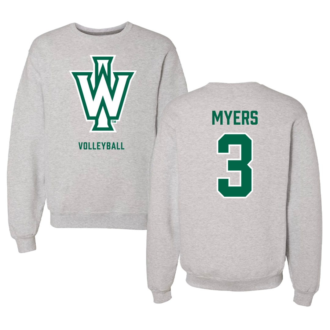 Illinois Wesleyan University Volleyball Gray Crewneck - #3 Ryan Myers