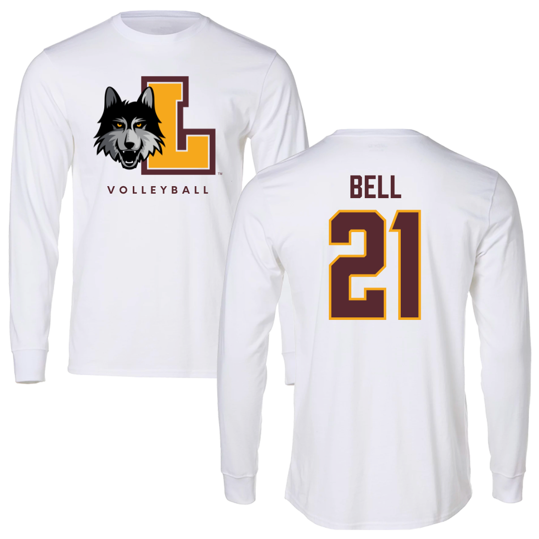 Loyola University-Chicago Volleyball White Mascot Long Sleeve - #21 Brad Bell
