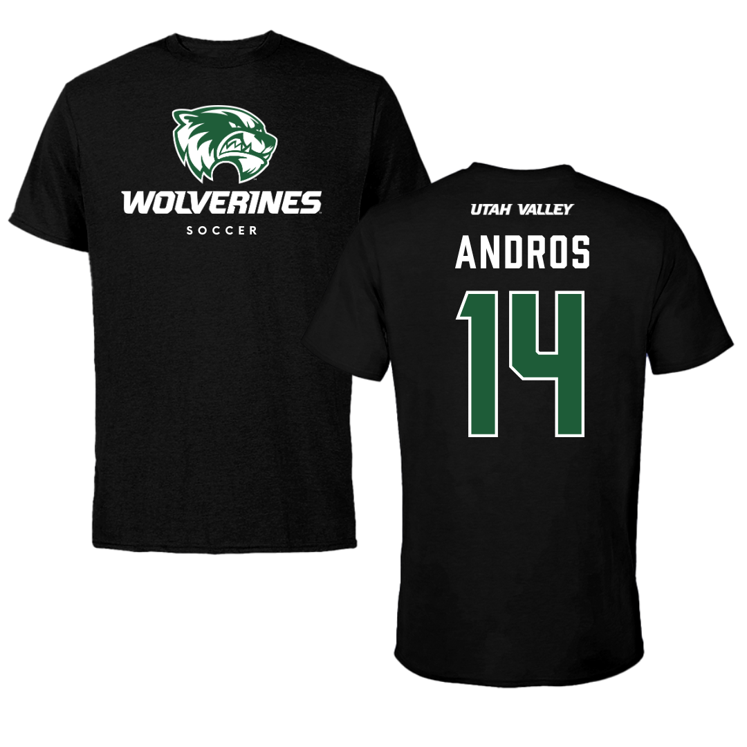 Utah Valley University Soccer Black Mascot Performance Tee - #14 Mark Andros