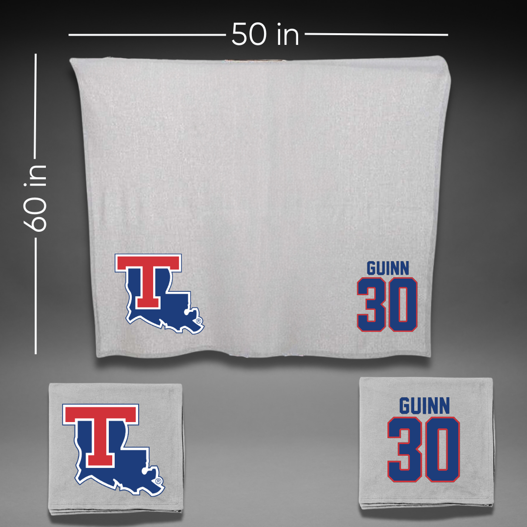 Louisiana Tech University Baseball Gray Blanket - #30 Hutson Guinn
