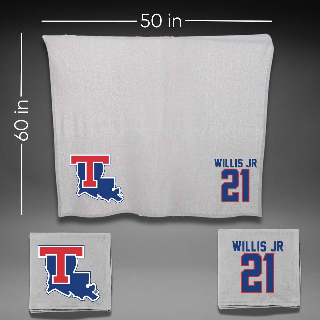 Louisiana Tech University Football Gray Blanket - #21 Keith Willis Jr