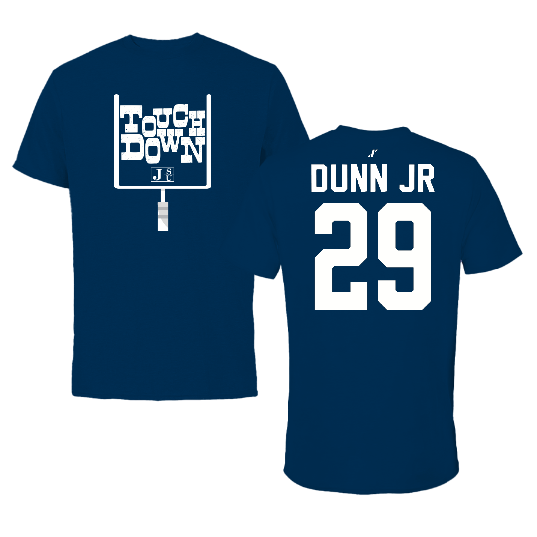 Jackson State University Football Navy Touchdown Performance Tee - #29 Frankie Dunn Jr