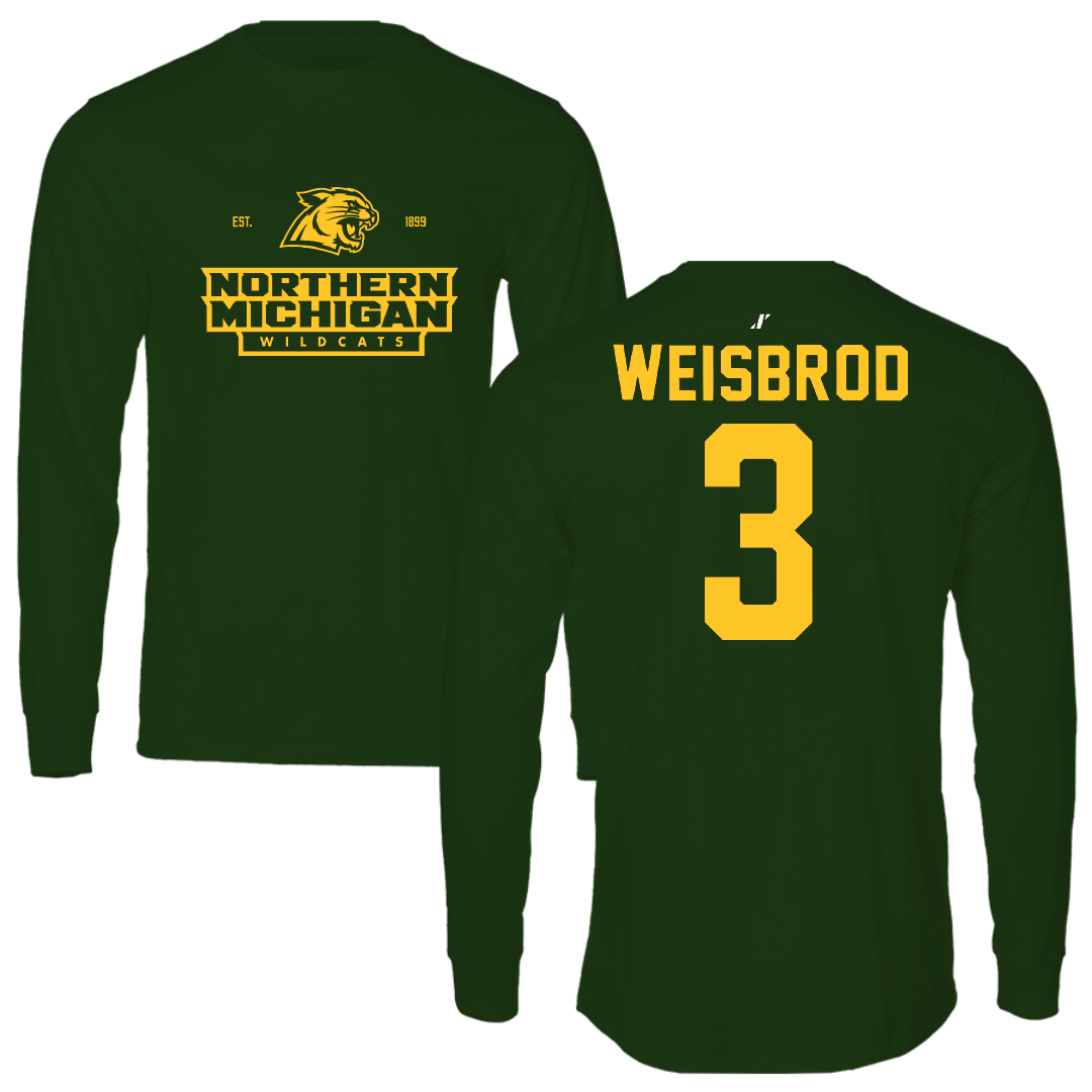 Northern Michigan University Basketball Forest Green General Long Sleeve - #3 Max Weisbrod