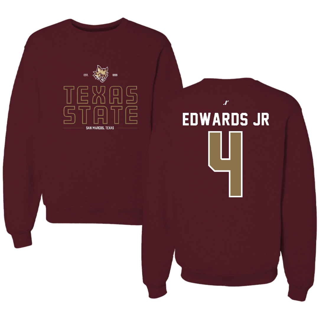Texas State University Football Maroon General Crewneck - #4 Alonzo Edwards Jr
