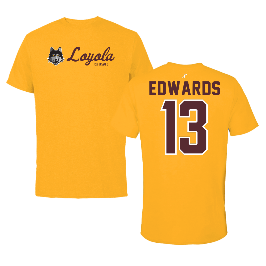 Loyola University-Chicago Basketball Gold General Performance Tee - #13 Sheldon Edwards