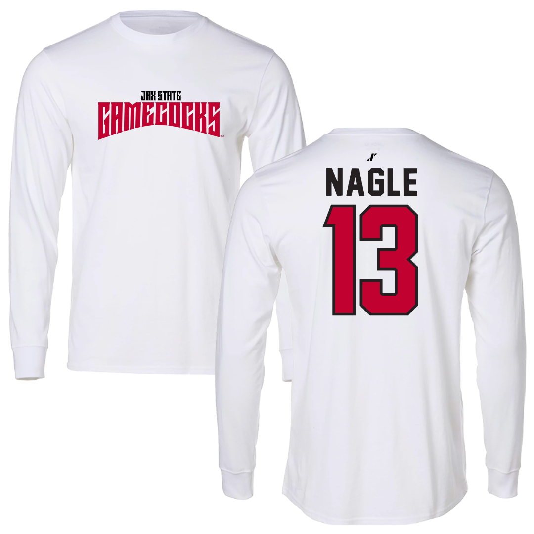 Jacksonville State University Soccer White Classics Performance Long Sleeve - #13 Tia Nagle