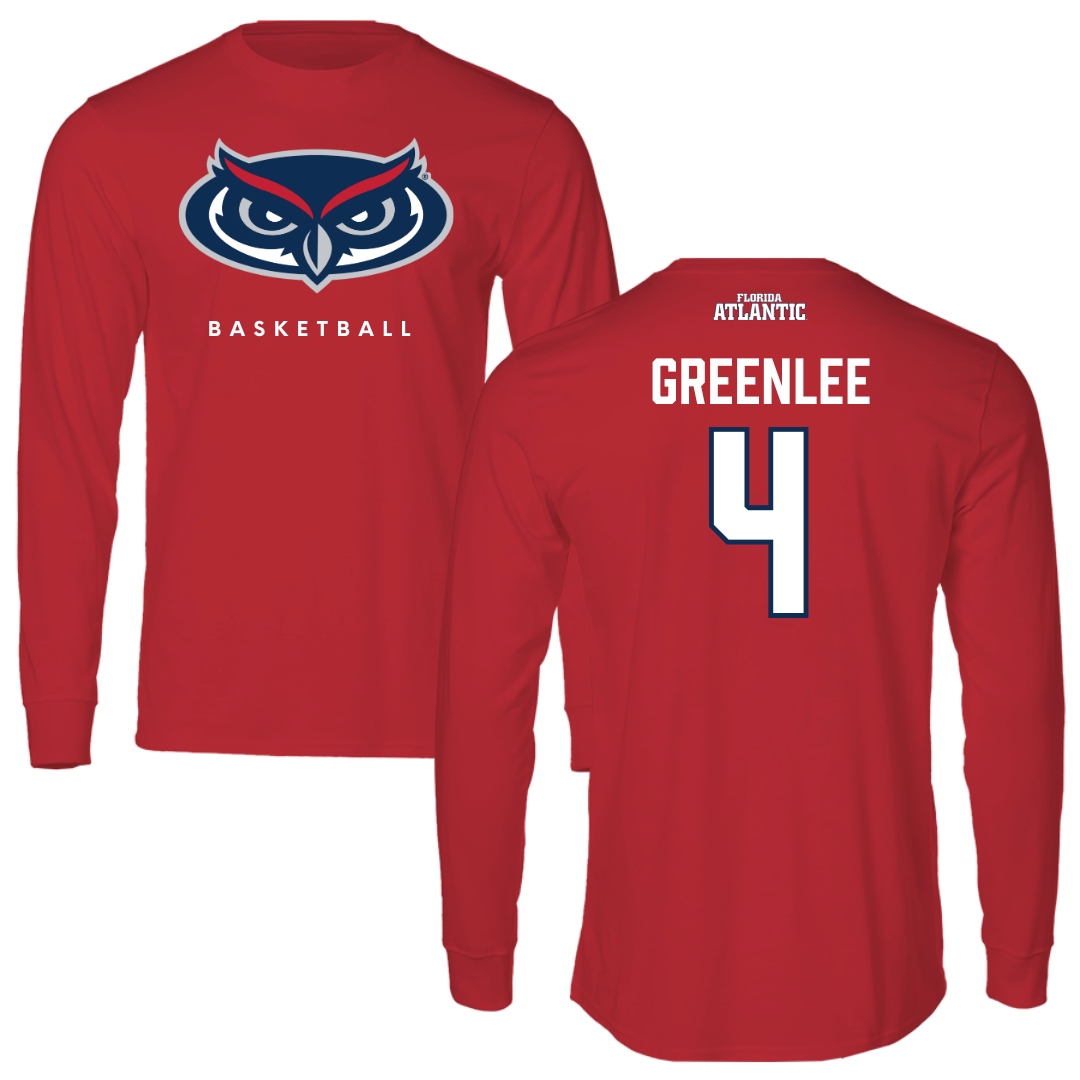 Florida Atlantic University Basketball Red Performance Long Sleeve - #4 Bryan Greenlee