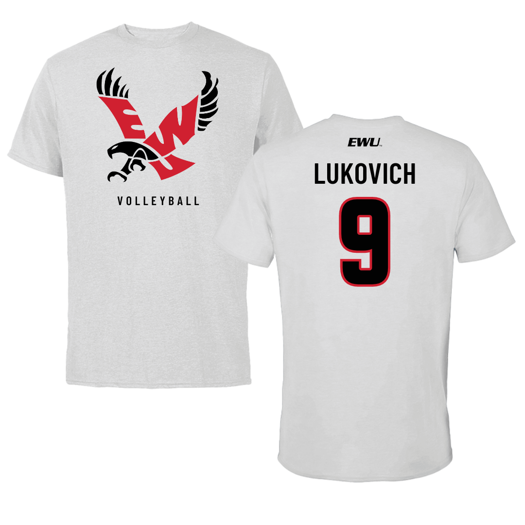 Eastern Washington University Volleyball Light Gray Tee - #9 Kalista Lukovich