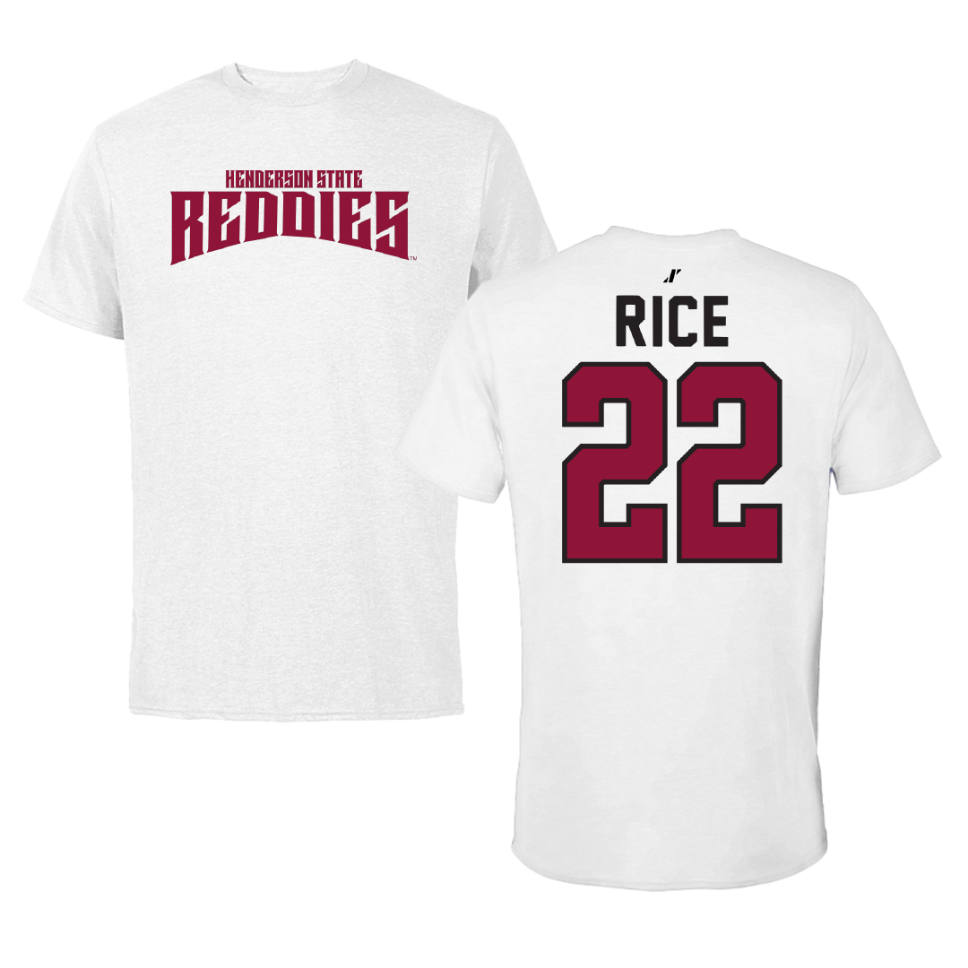 Henderson State University Baseball White Classic Performance Tee - #22 Luke Rice