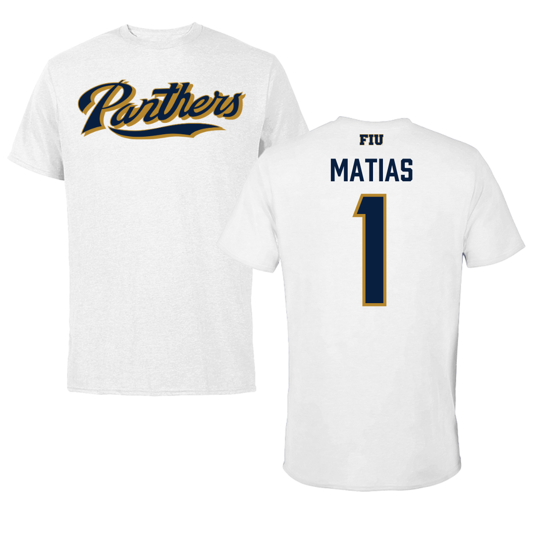 Florida International University Volleyball White Performance Tee - #1 Emily Matias