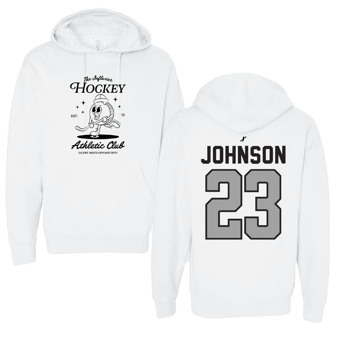 Ice Hockey White Influxer Athletic Club Hoodie - #23 Luke Johnson