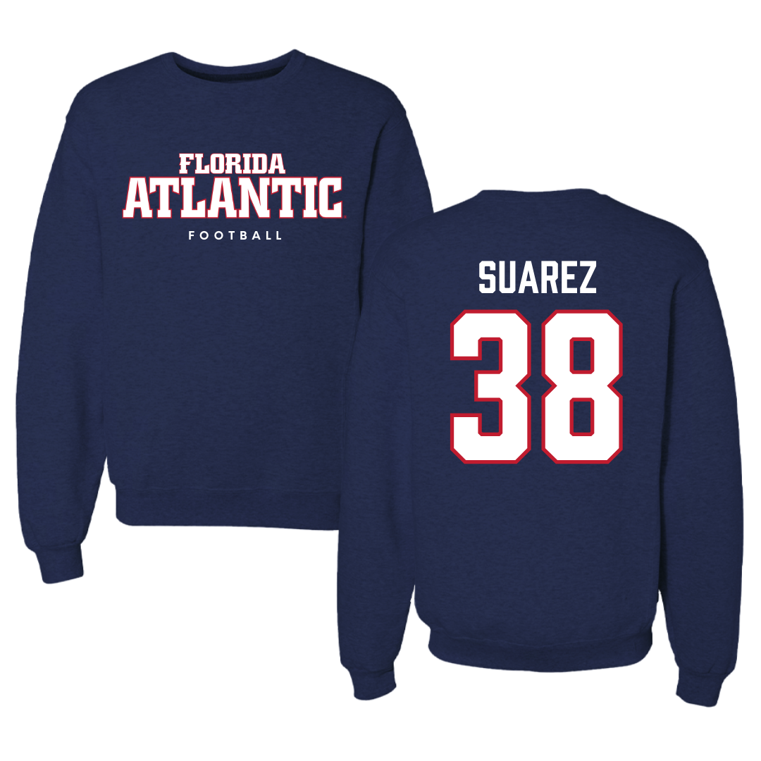 Florida Atlantic University Football Navy Crewneck - #38 Morgan Suarez