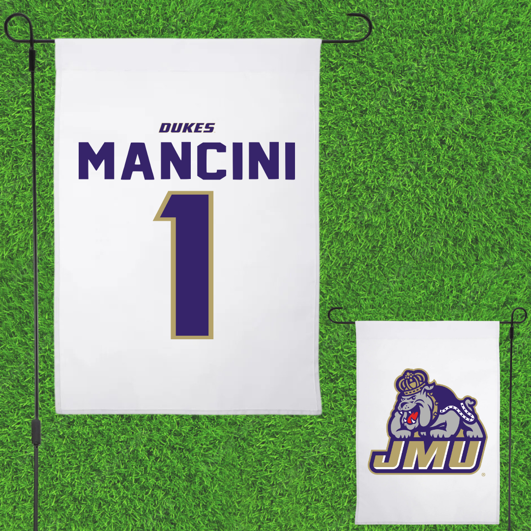 James Madison University Baseball White Garden Flag - #1 Mike Mancini