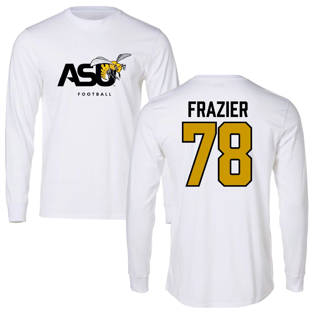 Alabama State University Football White Performance Long Sleeve - #78 Jeremiah Frazier