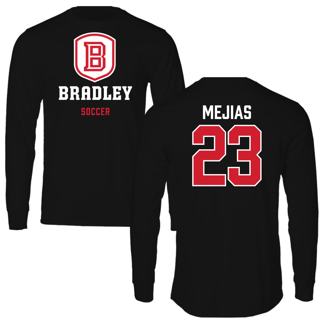 Bradley University Soccer Black Block Performance Long Sleeve - #23 Jamaine Mejias
