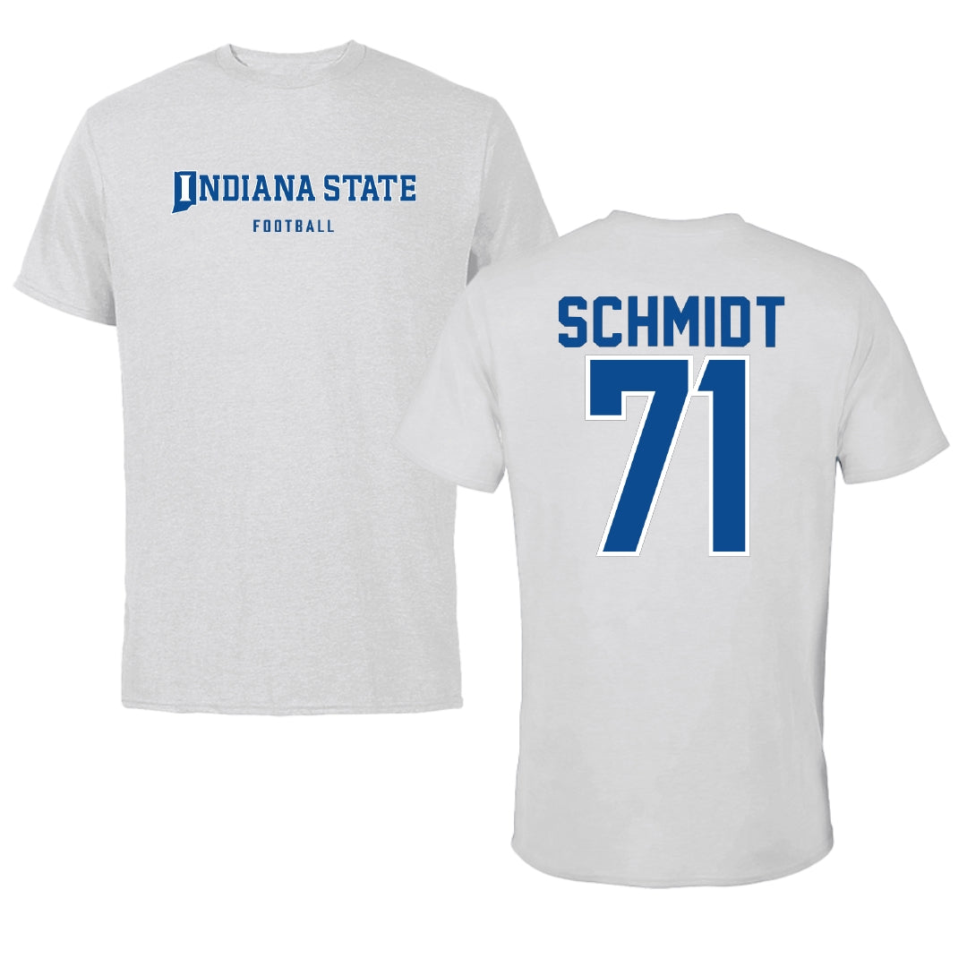 Indiana State University Football Light Gray Tee - #71 Carter Schmidt