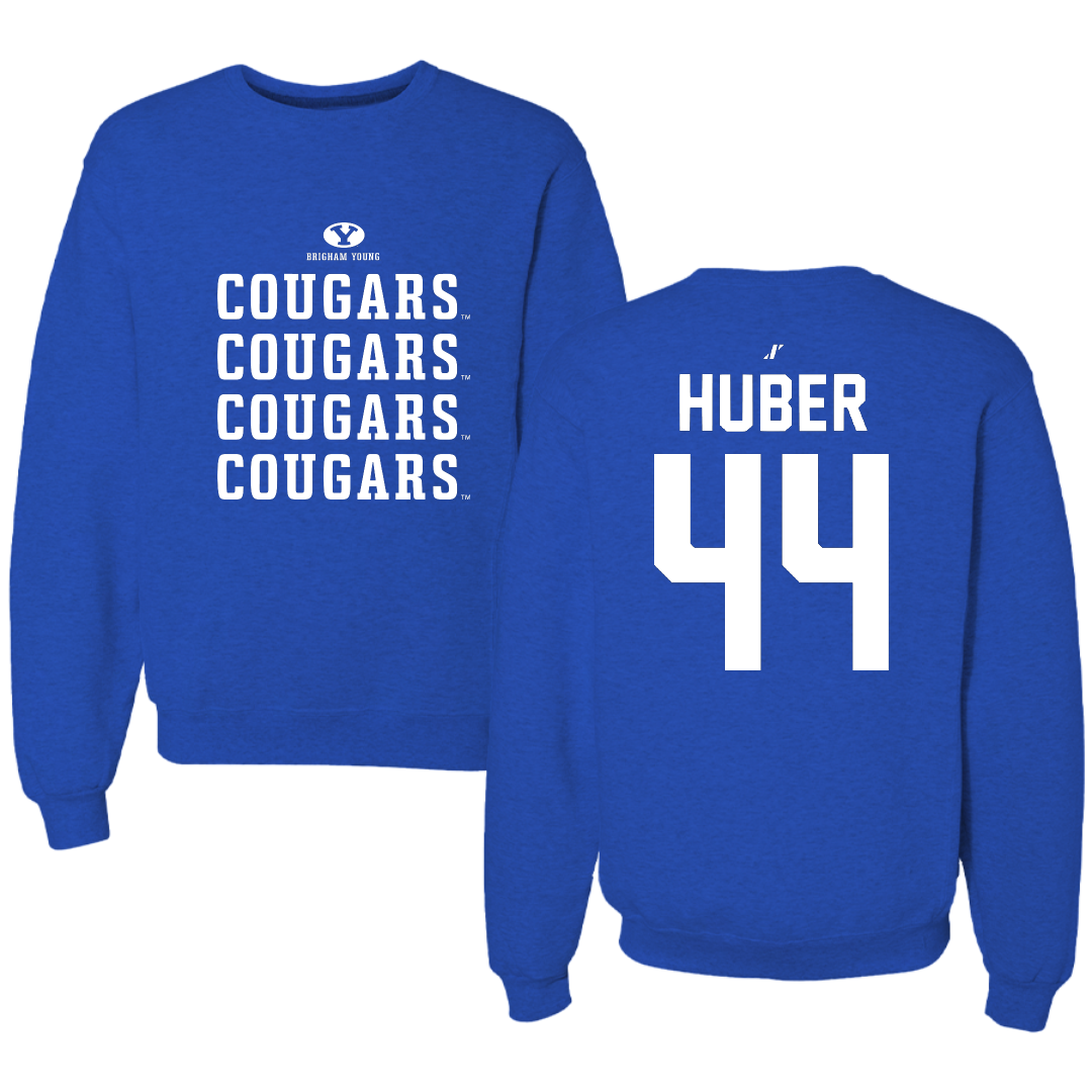 Brigham Young University Softball Blue General Crewneck - #44 Hina Huber